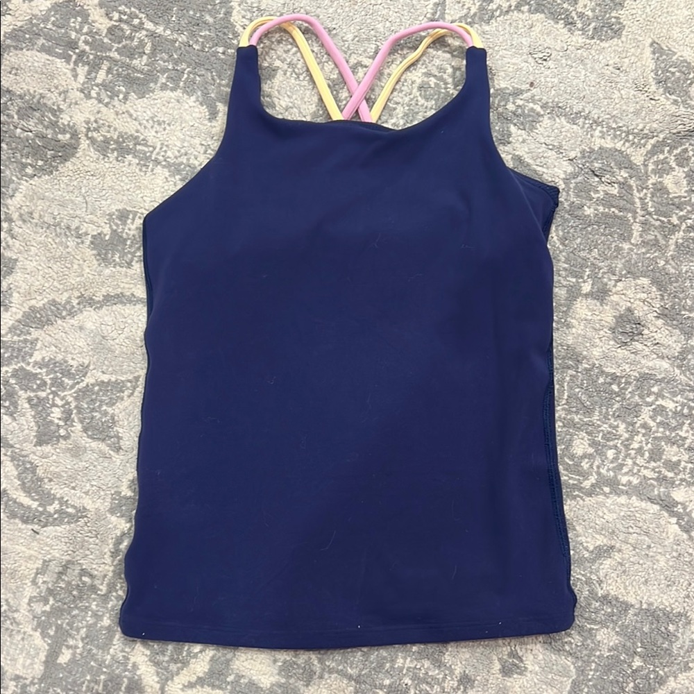Athleta Girl Navy Blue Tank Top with Colorful Straps
